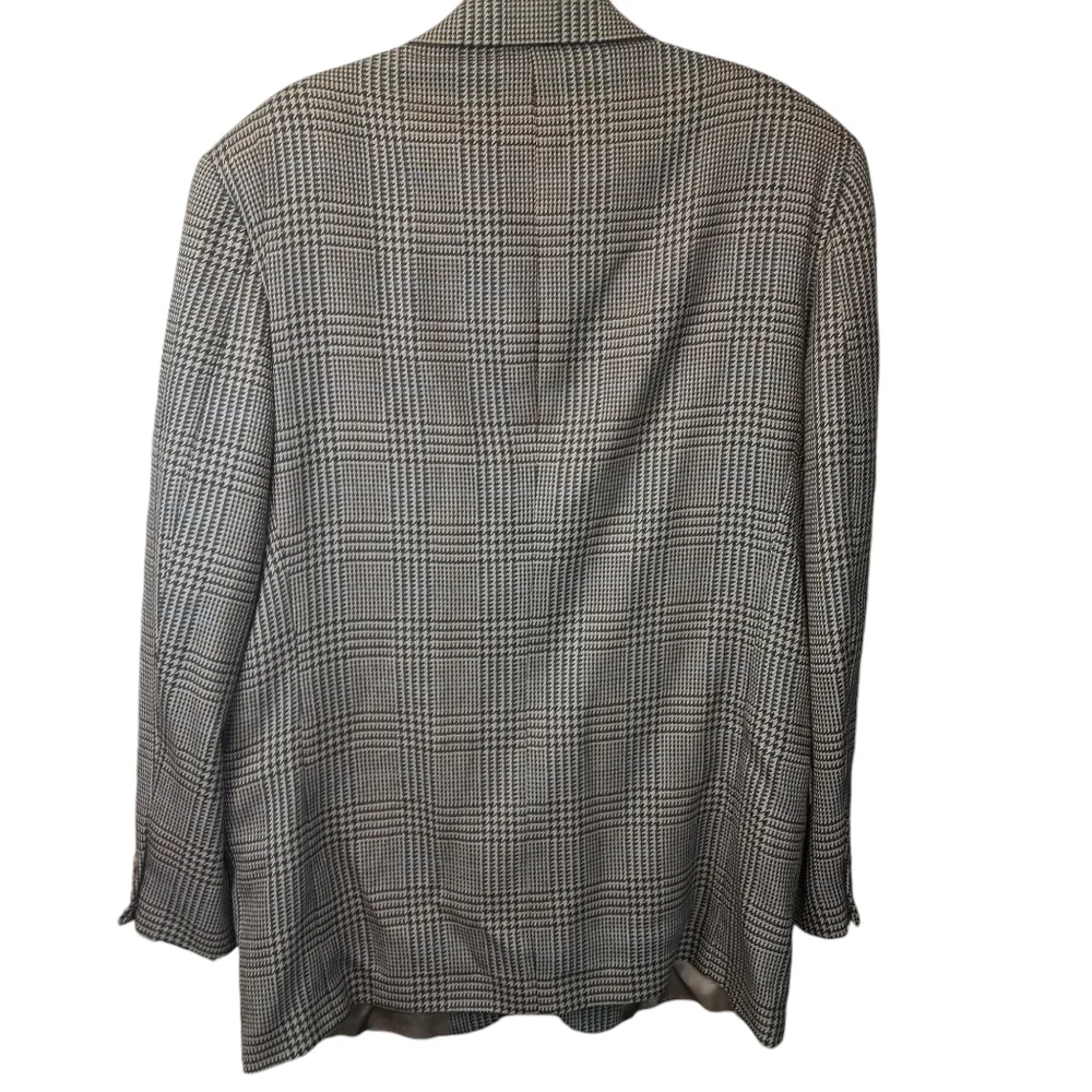 Oscar De La Renta Vintage Wool 2-Button Houndstooth Blazer Size 44L